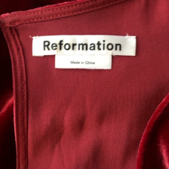 Reformation Peri Crimson Red Velvet Mini Dress - Picture 7 of 7